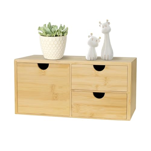 Aktenschrank Für Den Schreibtisch - Aufbewahrungsbox Mit Schubladen, Schreibtisch-Organizer Aus Bambus, Desktop-Organizer Mit 3 Schubladen, Aufbewahrungsbox Für Rechnungen Auf Dem Tisch(B) von JDZYFFS