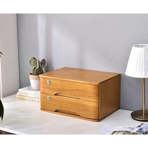 Aktenschrank Für Den Schreibtisch - Aufbewahrungsbox Mit Schubladen, Schreibtisch-Organizer Aus Holz Mit Schubladen, Abschließbarer Aufbewahrungsschrank Für Die Arbeitsplatte(E,40 * 28 * 22cm) von JDZYFFS