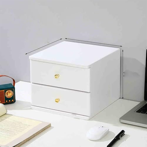 Aktenschrank Für Den Schreibtisch - Schreibtisch-Aufbewahrungsbox Mit Schubladen, Retro-Bürobedarf, A4-Aktenschrank-Organizer, Schubladen, Hölzerne Schreibtischs-Aufbewahrungsbox(White,2 Layer) von JDZYFFS