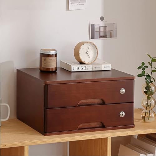 Aktenschrank Für Den Schreibtisch - Schreibtisch Organizer, Hölzerne Desktop-Aufbewahrungsbox Mit Abschließbaren Schubladen, Installationsfreier Flacher Aktenschrank(A,2 Layer) von JDZYFFS