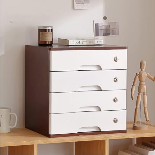Aktenschrank Für Den Schreibtisch - Schreibtisch Organizer, Hölzerne Desktop-Aufbewahrungsbox Mit Abschließbaren Schubladen, Installationsfreier Flacher Aktenschrank(B,4 Layer) von JDZYFFS