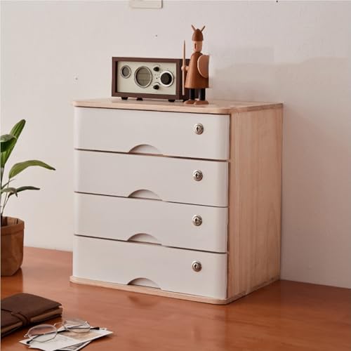 Aktenschrank Für Den Schreibtisch - Schreibtisch Organizer Aufbewahrungsboxen, Abschließbarer Schreibtischs-Aufbewahrungsschrank, Schreibtischs-Organizer-Box Aus Holz Mit Schubladen(D,4 Layer) von JDZYFFS