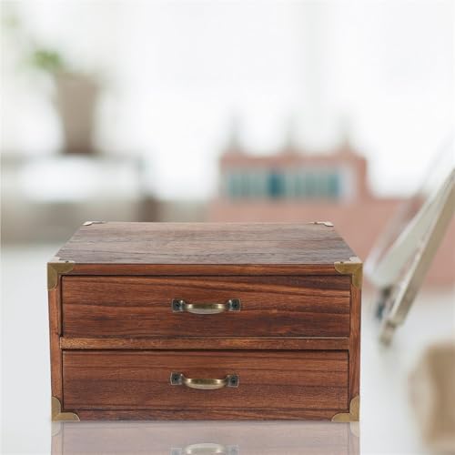 Aktenschrank Für Den Schreibtisch - Schreibtisch Organizer Aufbewahrungsboxen, Schreibtisch-Organizer Aus Holz, Schreibtischschubladen-Organizer, Vintage-Schatzkiste Mit Metallgriff(A) von JDZYFFS