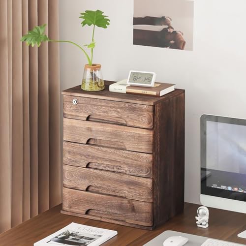 Aktenschrank Für Den Schreibtisch - Schreibtisch Organizer Aufbewahrungsboxen, Schreibtischs-Schubladenschrank Aus Holz, Schreibtischs-Aufbewahrungsbox Mit Abschließbaren Schubladen(A,5 Layer) von JDZYFFS
