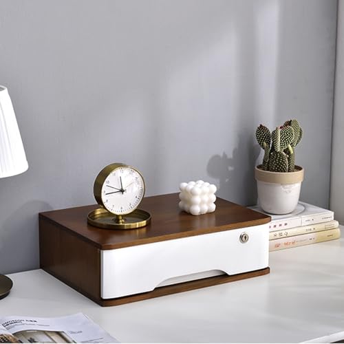 Aktenschrank Für Den Schreibtisch - Schreibtisch-Organizer Aus Holz Mit 1/2/3/4 Schubladen, Abschließbarem Aufbewahrungsschrank Für Die Arbeitsplatte Des Schreibtischs(A,40 * 28 * 12cm) von JDZYFFS