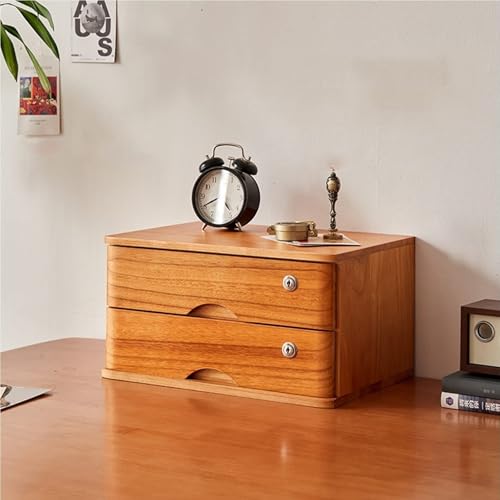 Aktenschrank Für Den Schreibtisch - Schreibtisch-Organizer-Box Aus Holz Mit Schubladen, Abschließbarer Aufbewahrungsschrank Für Die Arbeitsplatte des Schreibtischs Für Home-Office-Zubehör(A,2 Layer) von JDZYFFS