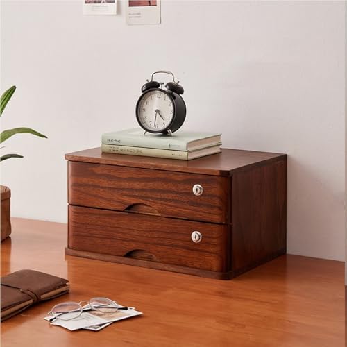 Aktenschrank Für Den Schreibtisch - Schreibtisch-Organizer-Box Aus Holz Mit Schubladen, Abschließbarer Aufbewahrungsschrank Für Die Arbeitsplatte des Schreibtischs Für Home-Office-Zubehör(B,2 Layer) von JDZYFFS