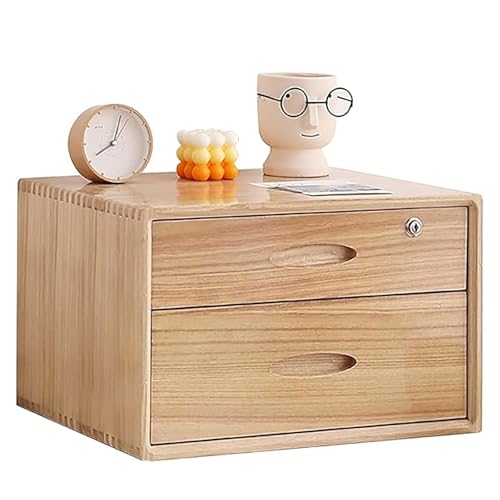 Aufbewahrungsbox Mit Schubladen - Schreibtisch-Aufbewahrungsbox Aus Holz Mit Abschließbaren Schubladen, Schubladenschrank Für Bürobedarf, Flacher Aktenschrank Für Belegdateien(A,45 * 35 * 28cm) von JDZYFFS