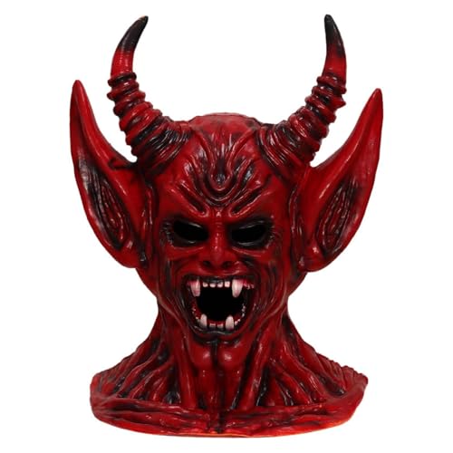 JDZYFFS Desktop Kunststatue Skulptur, Vollkopf-Dämonen-Teufelsmaske, Gruselige Halloween-Maske Für Erwachsene, Halloween-Maskenball, Cosplay-Requisiten(#10) von JDZYFFS