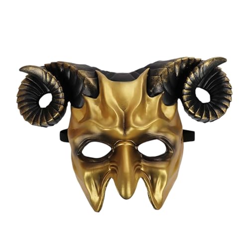 JDZYFFS Desktop Kunststatue Skulptur, Vollkopf-Dämonen-Teufelsmaske, Gruselige Halloween-Maske Für Erwachsene, Halloween-Maskenball, Cosplay-Requisiten(#4) von JDZYFFS