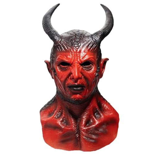 JDZYFFS Desktop Kunststatue Skulptur, Vollkopf-Dämonen-Teufelsmaske, Gruselige Halloween-Maske Für Erwachsene, Halloween-Maskenball, Cosplay-Requisiten(#6) von JDZYFFS