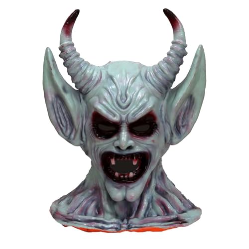 JDZYFFS Desktop Kunststatue Skulptur, Vollkopf-Dämonen-Teufelsmaske, Gruselige Halloween-Maske Für Erwachsene, Halloween-Maskenball, Cosplay-Requisiten(#7) von JDZYFFS