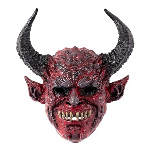 JDZYFFS Desktop Kunststatue Skulptur, Vollkopf-Dämonen-Teufelsmaske, Gruselige Halloween-Maske Für Erwachsene, Halloween-Maskenball, Cosplay-Requisiten(#8) von JDZYFFS
