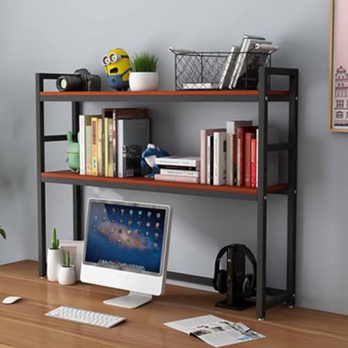 JDZYFFS Desktop Organizer Bücherregal - 2-stöckiger Schreibtisch-Zeitschriftenständer(Black B,95 * 25 * 102CM) von JDZYFFS