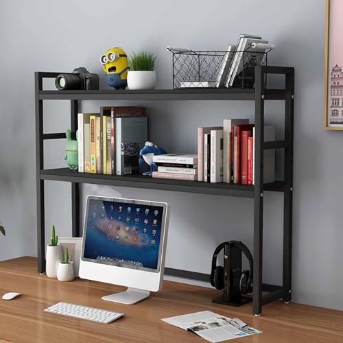JDZYFFS Desktop Organizer Bücherregal - 2-stöckiger Schreibtisch-Zeitschriftenständer(Black C,65 * 25 * 102CM) von JDZYFFS