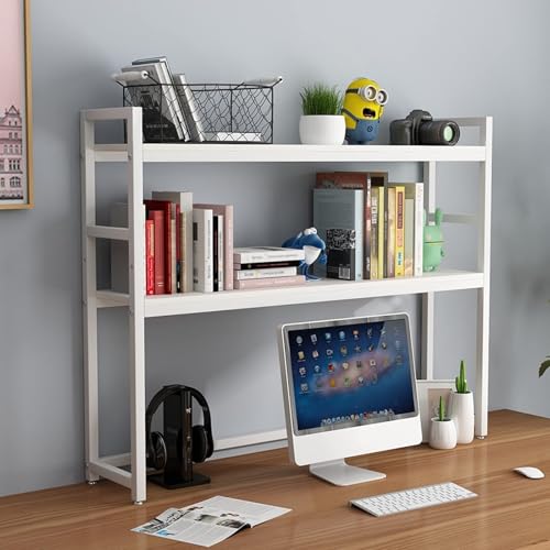 JDZYFFS Desktop Organizer Bücherregal - 2-stöckiger Schreibtisch-Zeitschriftenständer(White A,105 * 25 * 1102CM) von JDZYFFS
