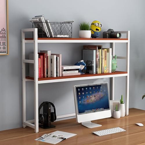 JDZYFFS Desktop Organizer Bücherregal - 2-stöckiger Schreibtisch-Zeitschriftenständer(White B,85 * 25 * 102CM) von JDZYFFS