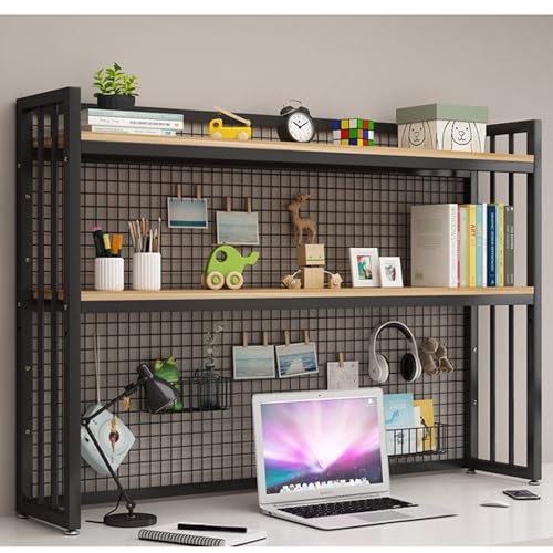JDZYFFS Desktop Organizer Bücherregal - Desktop-Display-Regal, Klemmbares Schreibtisch-Organizer-Regal, Mehrzweck-Präsentationsständer Aus Schmiedeeisen Für Die Arbeitsplatte(Black 2,135 * 24 * 89cm) von JDZYFFS