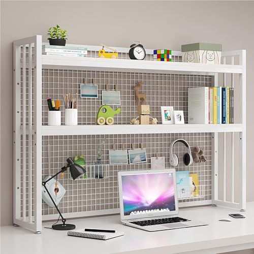 JDZYFFS Desktop Organizer Bücherregal - Desktop-Display-Regal, Klemmregal Für Schreibtisch-Organizer Mit Stecktafel, Bücherregal-Aufbewahrungsregale Für Den Schreibtisch(White,115 * 24 * 89cm) von JDZYFFS