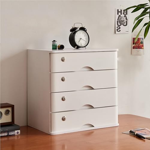 JDZYFFS Schreibtisch-Aufbewahrungsbox Mit Schubladen - Aufbewahrungsbox Aus Massivholz Mit Schubladen, Schreibtisch-Aufbewahrungsboxs Mit Abschließbarer Schublade, Schubladens-Organizer(E,4 Layer) von JDZYFFS