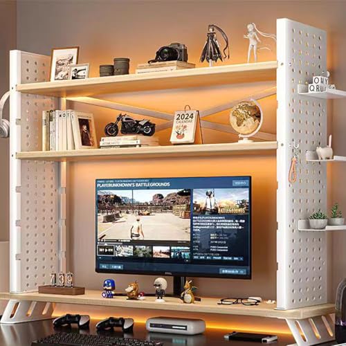 JDZYFFS Schreibtisch-Bücherregal - Desktop Display-Regal, Desktop-Bücherregal-Organizer-Rack Mit Monitorständer, Verstellbare Regale, Desktop-Bücherregal(A,100 * 20 * 92cm) von JDZYFFS