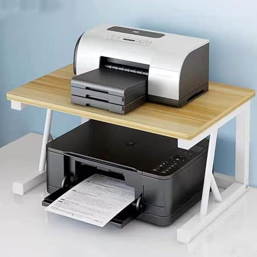 JDZYFFS Schreibtisch-Organizer - Desktop Organizer Bücherregal, Büro-Lagerregal, Druckerständer, Doppelschichtiges, Multifunktionales Büro-Schreibtisch-Lagerregal(B,48 * 30 * 27cm) von JDZYFFS