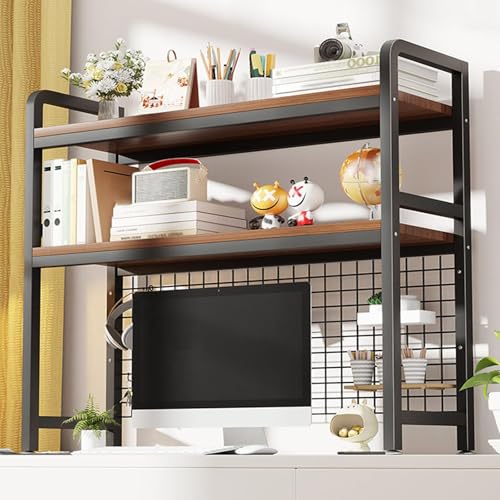 JDZYFFS Schreibtisch-Organizer - Desktop Organizer Bücherregal, Mehrzweck-Bücherregal Aus Metall Für Die Arbeitsplatte, Schreibtischregal Aus Holz, Büro-Aufbewahrungsregal(Black,95 * 20 * 98) von JDZYFFS