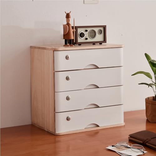 JDZYFFS Schreibtisch Organizer - Schreibtisch Organizer, Aufbewahrungsbox Aus Holz Mit Abschließbaren Schubladen(A,4 Layer) von JDZYFFS