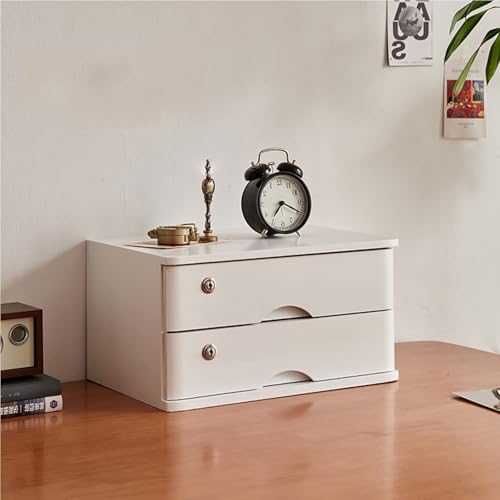 JDZYFFS Schreibtisch Organizer - Schreibtisch Organizer, Aufbewahrungsbox Aus Holz Mit Abschließbaren Schubladen(E,2 Layer) von JDZYFFS
