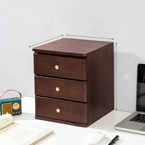 JDZYFFS Schreibtisch Organizer Schubladenbox - Schreibtisch-Organizer-Box Aus Holz Mit 1/2/3/4 Schubladen, Schreibtischs Zubehör Aufbewahrungsboxen, Schreibtischs-Aufbewahrungsschrank(Black,3 Layer) von JDZYFFS