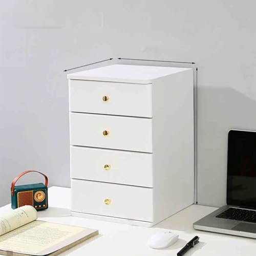 JDZYFFS Schreibtisch Organizer Schubladenbox - Schreibtisch Zubehör Aufbewahrungsboxen, Schreibtischs-Organizer-Box Aus Holz Mit 1/2/3/4 Schubladen, Schreibtischs-Aufbewahrungsschrank(White,4 Layer) von JDZYFFS
