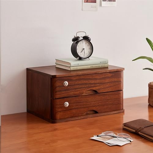 Schreibtisch-Aufbewahrungsbox Mit Schubladen - Aktenschrank Für Den Schreibtisch, Aufbewahrungsbox Aus Massivholz Mit Schubladen, 1/2/3/4-stöckig Mit Schloss, Flacher Aktenschrank(B,2 Layer) von JDZYFFS