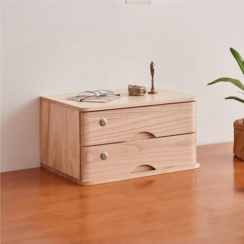 Schreibtisch-Aufbewahrungsbox Mit Schubladen - Aktenschrank Für Den Schreibtisch, Aufbewahrungsbox Aus Massivholz Mit Schubladen, 1/2/3/4-stöckig Mit Schloss, Flacher Aktenschrank(C,2 Layer) von JDZYFFS