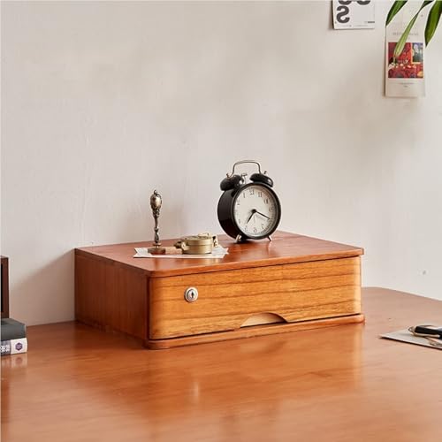 Schreibtisch-Aufbewahrungsbox Mit Schubladen - Aufbewahrungsbox Aus Massivholz Mit Schubladen, Aktenschrank Für Den Schreibtisch, 1/2/3/4-stöckig Mit Schloss, Flacher Aktenschrank(A,1 Layer) von JDZYFFS