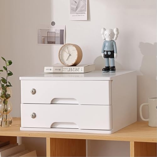Schreibtisch Organizer - Aktenschrank Für Den Schreibtisch, Hölzerne Desktop-Aufbewahrungsbox Mit Abschließbaren Schubladen, Installationsfreier Flacher Aktenschrank(C,2 Layer) von JDZYFFS