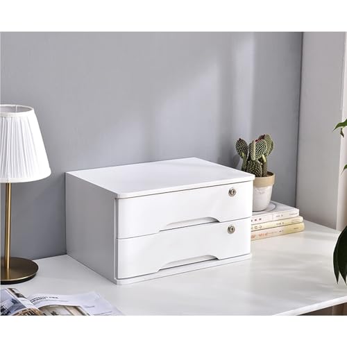 Schreibtisch Organizer Aufbewahrungsboxen - Aktenschrank Für Den Schreibtisch, Aufbewahrungsbox Aus Massivholz Mit 1/2/3/4 Schubladen Und Schloss, Rustikaler Kommodenschrank(A,2 Layer) von JDZYFFS