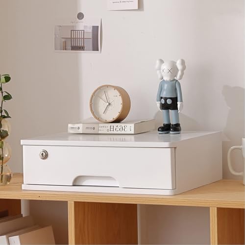 Schreibtisch Organizer Aufbewahrungsboxen - Aktenschrank Für Den Schreibtisch, Mit Abschließbarem Aktenschrank, Schubladenbox Für Schreibtischs-Organizer Aus Massivholz(White,1 Layer) von JDZYFFS