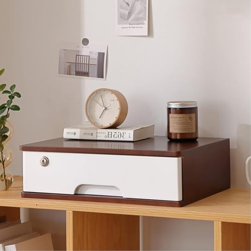 Schreibtisch Organizer Aufbewahrungsboxen - Aktenschrank Für Den Schreibtisch, Schreibtisch-Organizer Aus Holz Mit 2 Schubladen, Akten-Tisch-Organisationseinheit(Brown+White,1 Layer) von JDZYFFS