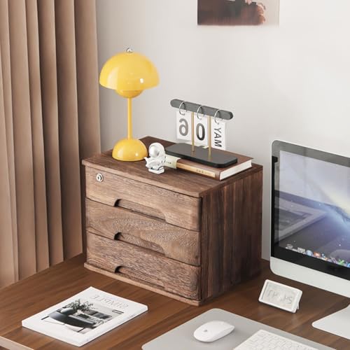 Schreibtisch Organizer Aufbewahrungsboxen - Schreibtischs-Schubladenschrank Aus Holz, Aktenschrank Für Den Schreibtisch, Schreibtischs-Aufbewahrungsbox Mit Abschließbaren Schubladen(A,3 Layer) von JDZYFFS