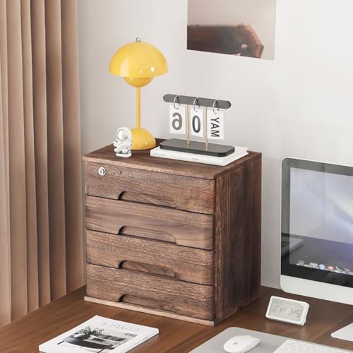 Schreibtisch Organizer Aufbewahrungsboxen - Schreibtischs-Schubladenschrank Aus Holz, Aktenschrank Für Den Schreibtisch, Schreibtischs-Aufbewahrungsbox Mit Abschließbaren Schubladen(A,4 Layer) von JDZYFFS