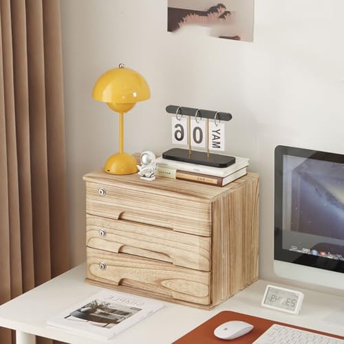 Schreibtisch Organizer Aufbewahrungsboxen - Schreibtischs-Schubladenschrank Aus Holz, Aktenschrank Für Den Schreibtisch, Schreibtischs-Aufbewahrungsbox Mit Abschließbaren Schubladen(B,3 Layer) von JDZYFFS