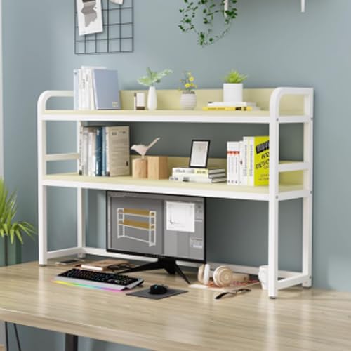 Schreibtisch-Organizer - Erweiterbarer Schreibtisch-Aufbewahrungs-Organizer, Bücherregal Für Den Büroschreibtisch, Bücherregal Aus Holz Und Metall Für Den Computerschreibtisch(White C,75X24X90CM) von JDZYFFS