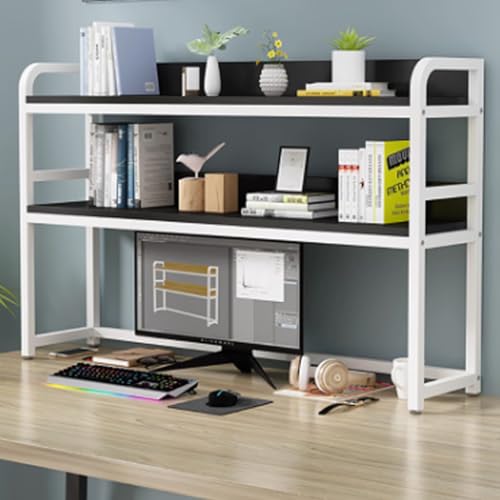 Schreibtisch-Organizer - Erweiterbarer Schreibtisch-Aufbewahrungs-Organizer, Bücherregal Für Den Büroschreibtisch, Bücherregal Aus Holz Und Metall Für Den Computerschreibtisch(White D,115X24X90CM) von JDZYFFS