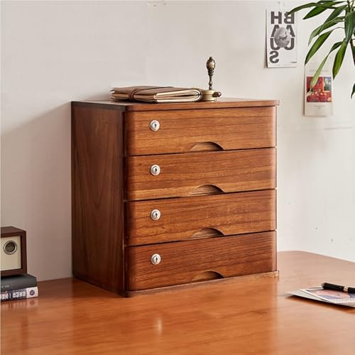 Schreibtisch Organizer Schubladenbox - Flacher Aktenschrank Mit Abschließbarer Schublade, Schreibtisch Zubehör Aufbewahrungsboxen, Schreibtischs-Aufbewahrungsbox Aus Massivholz(B,4 Layer) von JDZYFFS