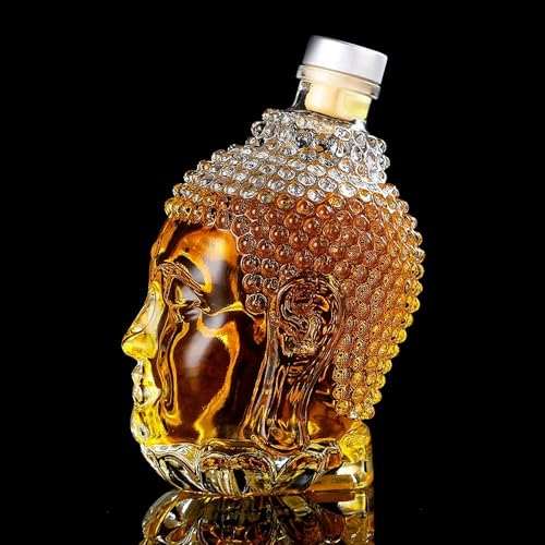Whisky Dekanter Skulpturen Statue - 750ML Weindekanter, 3D-Whisky-Weinflaschen-Skulptur In Buddhakopfform, Neuartige Whiskys-Dekanter Aus Glas Mit Buddha-Statuen, Kreative Leere Weinflaschen Whisky Dekanter Skulpturen Statue - 750ML Weindekanter, 3D-Whisky-Weinflaschen-Skulptur In Buddhakopfform, Neuartige Whiskys-Dekanter Aus Glas Mit Buddha-Statuen, Kreative Leere Weinflaschen von JDZYFFS