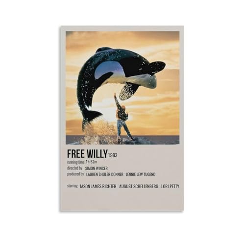 JDfenggu Free Willy Poster, Wandkunst, ästhetisches Cover-Poster, Design, Gemälde für Wohnzimmer, Schlafzimmer, 60 x 90 cm, ungerahmter Stil von JDfenggu