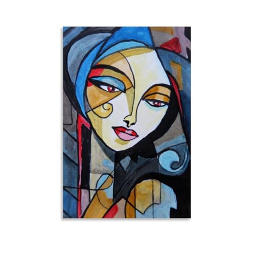 JDzenpingzsz Abstrakte Gemälde im Kubismus-Stil, Wandkunst, ästhetisches Cover-Poster, Designgemälde für Wohnzimmer, Schlafzimmer, 30 x 45 cm, ungerahmter Stil von JDzenpingzsz