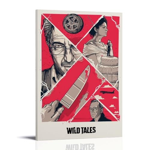 JDzenpingzsz Filmposter Satirical Absurdist Dark Comedy Anthology Wild Tales Filmposter Druck Gemälde für Schlafzimmer Leinwand Wandkunst ästhetisch dekorativ 60 x 90 cm Rahmenstil von JDzenpingzsz
