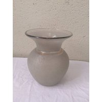 Vase Aus Granitglas Und Transparentem Glas, Weiß/Perlgrau, Vintage 1950 von JECHINEPOURVOUS