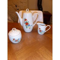 Vintage Kaffeeservice Aus Den 1960Er Und 1970Er Jahren, Mohnblumen Made in China von JECHINEPOURVOUS